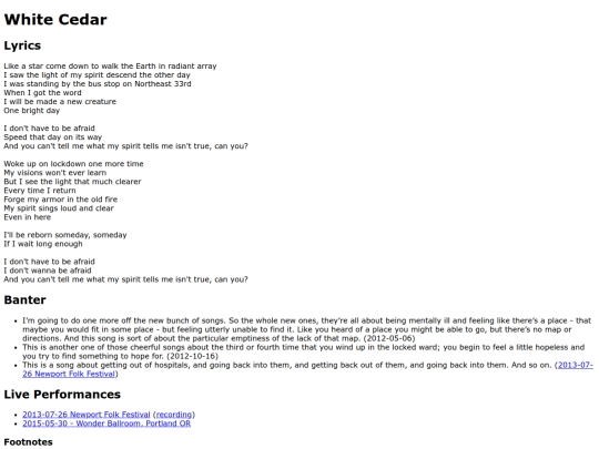 songs/whitecedar screenshot