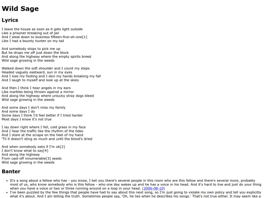 songs/wildsage screenshot