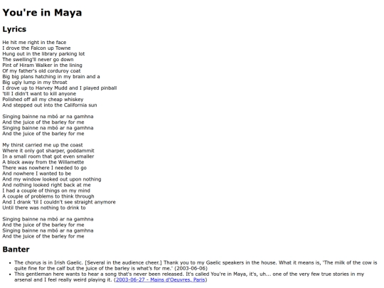 songs/youreinmaya screenshot