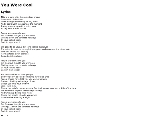 songs/youwerecool screenshot