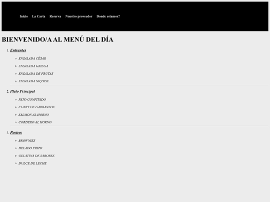 menu screenshot