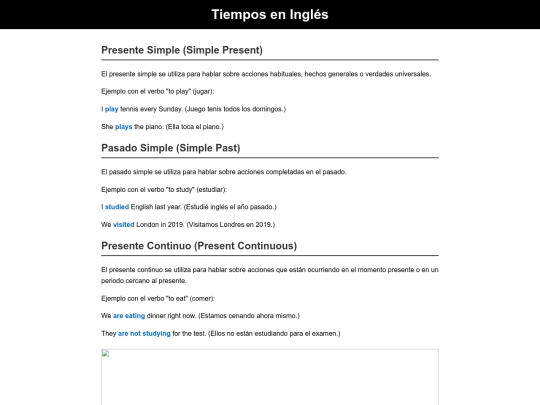 Sitio web ingles/Tiempos screenshot