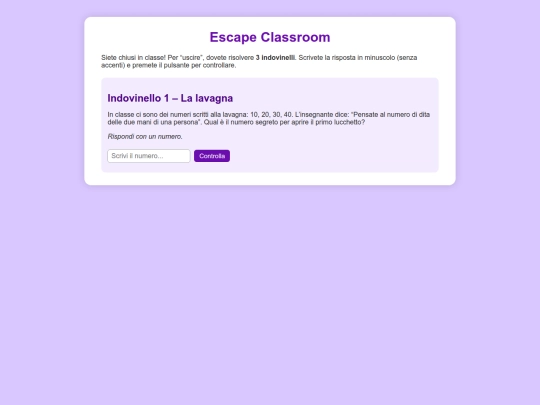 giochinterattivi/relazioni e problem solving/escapeclassroom screenshot