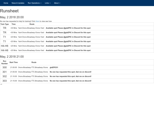 runsheet screenshot