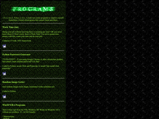 pages/programs screenshot