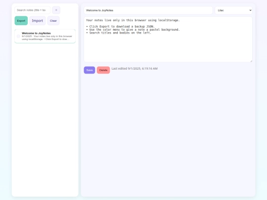 notes screenshot