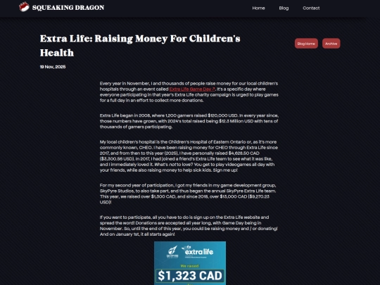 blog/posts/2025-11-19-Extra-Life:-Raising-Money-For-Children's-Health screenshot