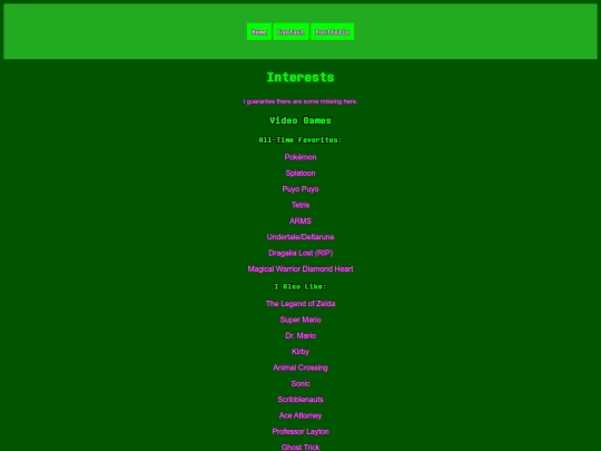 interests screenshot