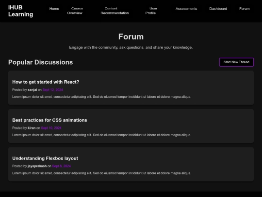 ihub lms/forum screenshot