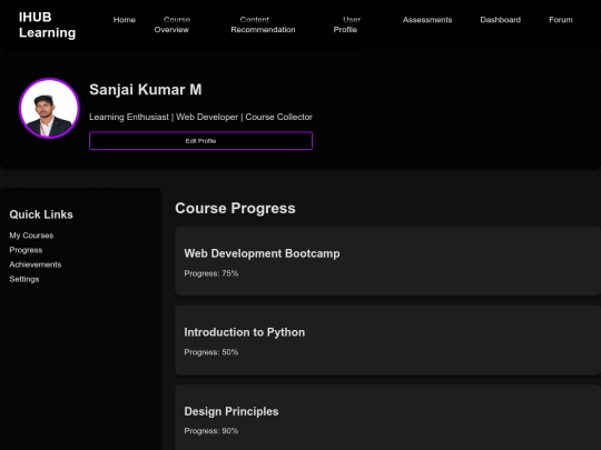 ihub lms/user-profile screenshot