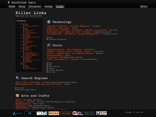 links screenshot