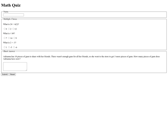 math-test screenshot