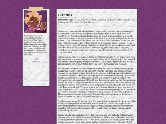 diary/nov2023 screenshot