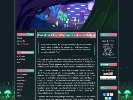 fanfic/outofthecloset screenshot