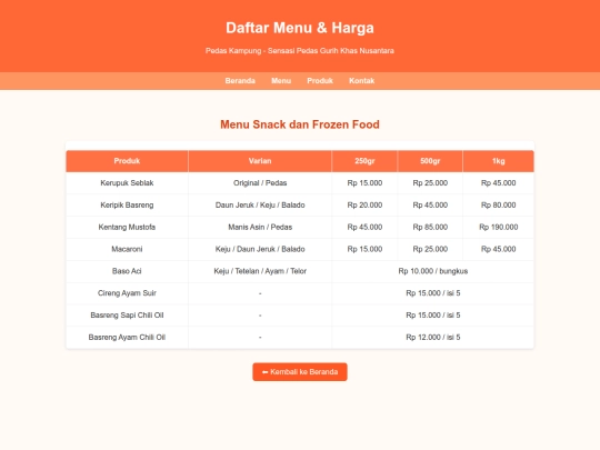 menu screenshot
