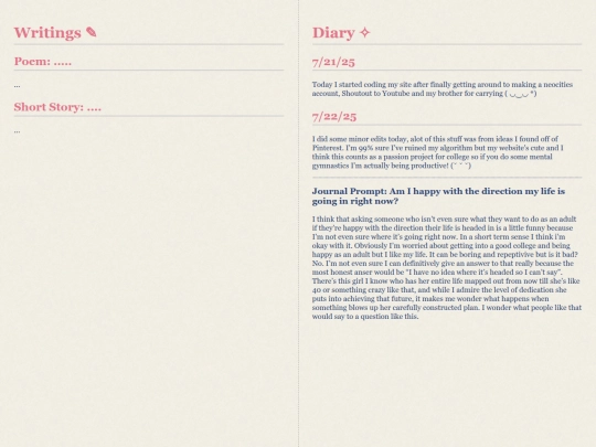 diary screenshot