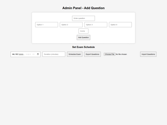 Project/Online Examination Portal/admin screenshot