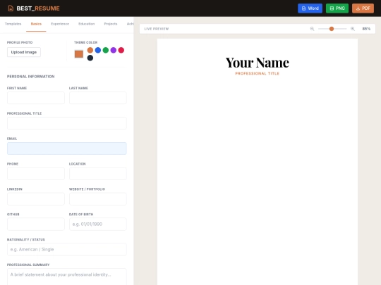 Project/Online Resume Builder/BEST_RESUME screenshot
