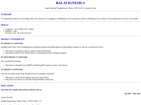 RESUME screenshot