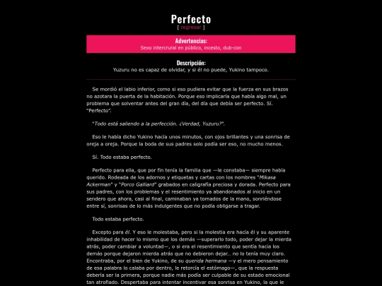 Fanfics/COM/perfecto screenshot