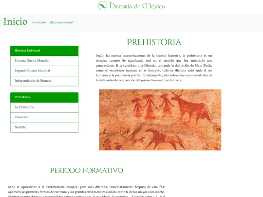 proyecto/Paginas/Prehistoria screenshot