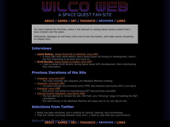 wilcoweb/archives screenshot