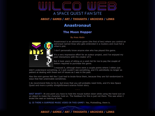 wilcoweb/games/anas1 screenshot