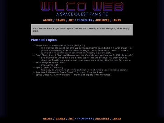wilcoweb/thoughts screenshot