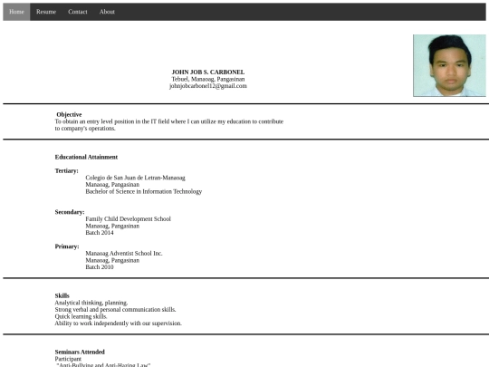 Resume screenshot
