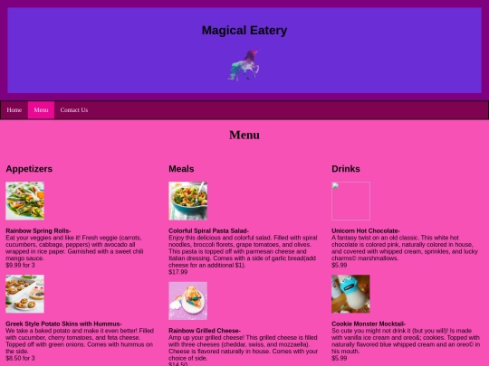 Menu screenshot