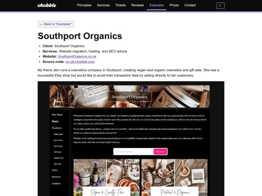 examples/southport-organics screenshot