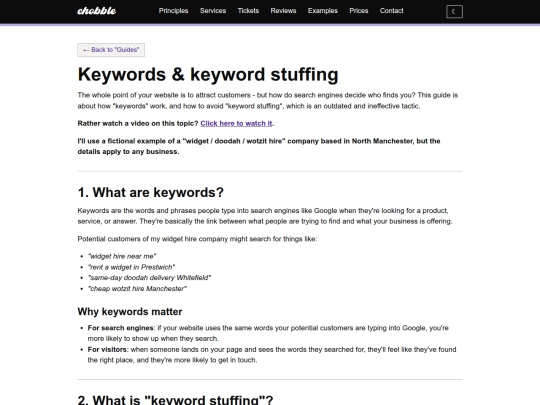 guides/keywords-and-keyword-stuffing screenshot