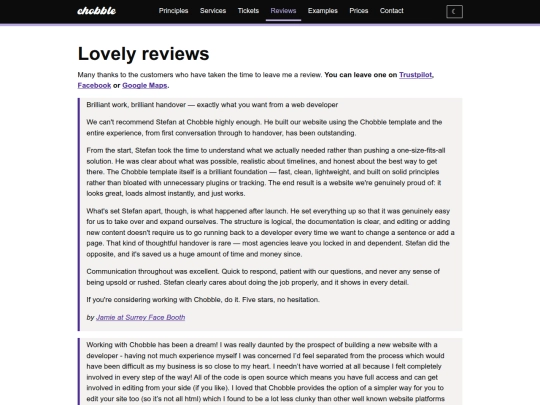 reviews screenshot