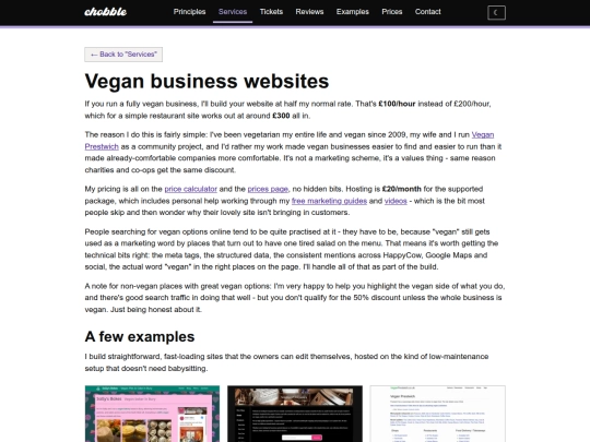 services/vegan-business-websites screenshot