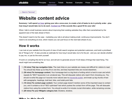 services/website-content-advice screenshot
