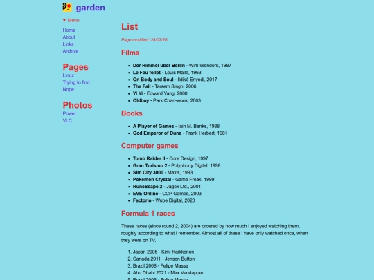 list screenshot