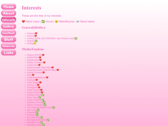 interests screenshot