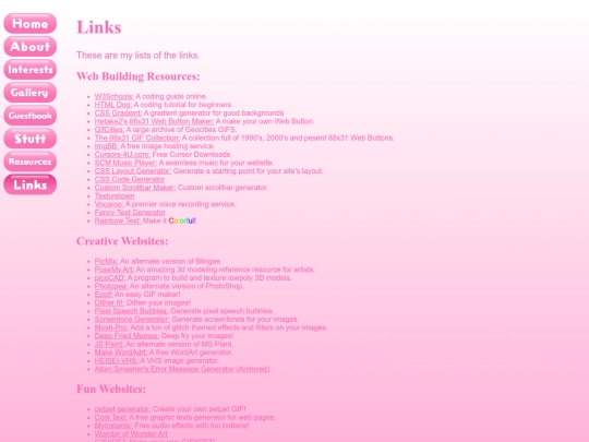 links screenshot