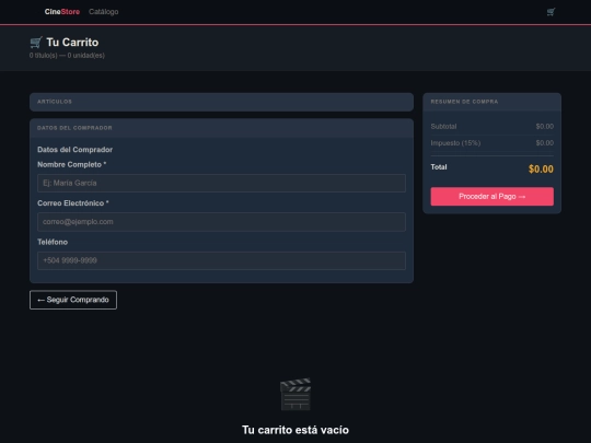 Examen2/cinestore/cart screenshot