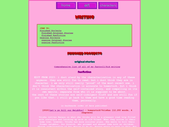 writing screenshot