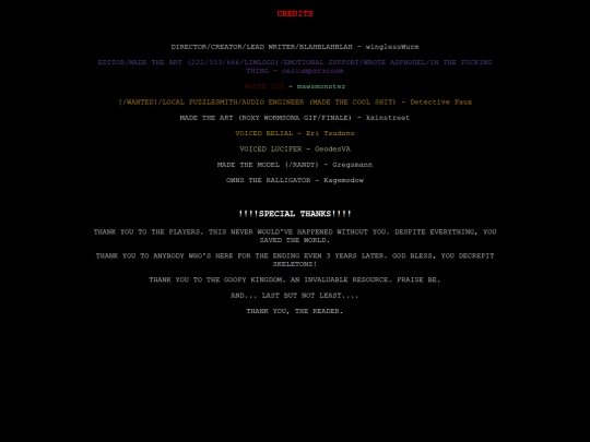 CREDITS screenshot
