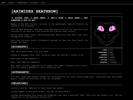 L1MLOGS/CHARACTERS/ARIMIDEX screenshot