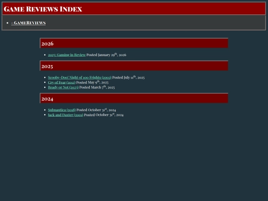Videogames/GameReviewsIndex screenshot