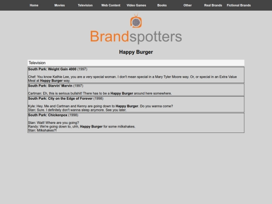 brandspotters/fictionalbrands/happyburger screenshot