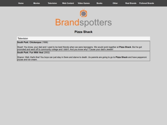 brandspotters/fictionalbrands/pizzashack screenshot