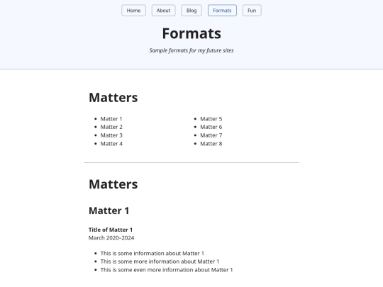 formats screenshot