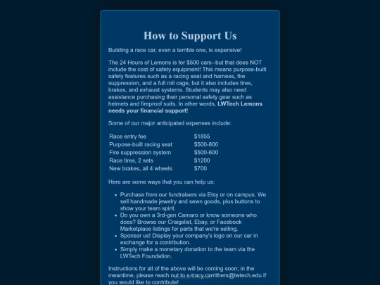 support screenshot