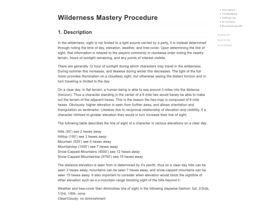 Wilderness Mastery Procedure screenshot
