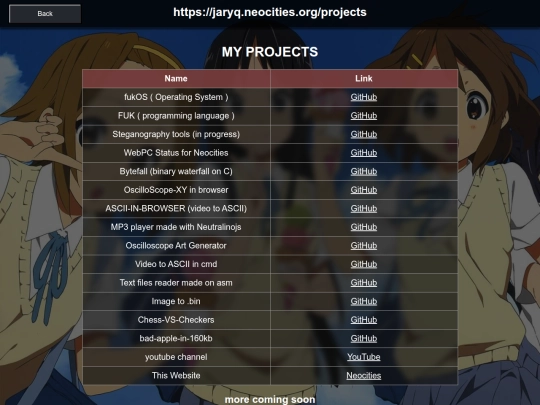 projects screenshot