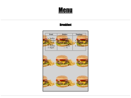 Documents/Restaurant Menu Assignment screenshot